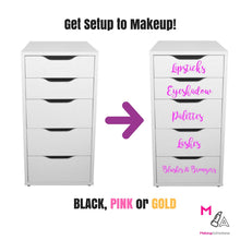 Load image into Gallery viewer, ORIGINAL VANITY DECALS:  Makeup Vanity Stickers Decals Makeup Organization Set of ten (10) decals