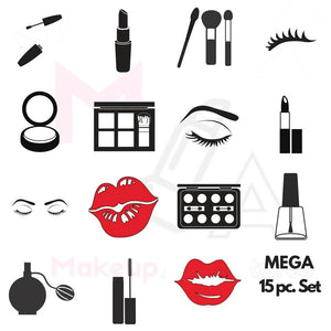 ICON DECAL SET: Makeup Vanity Stickers Decals Makeup Organization Set of fifteen (15) decals